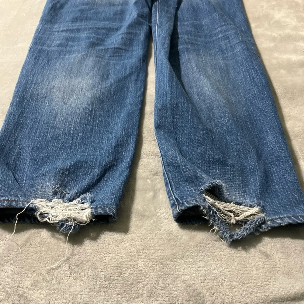 Madewell 34 Classic Straight Jean Medium Wash High Rise Denim Distressed - Picture 13 of 13